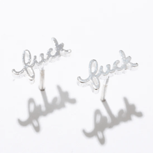 Load image into Gallery viewer, F*ck Stud Earrings in Sterling Silver Plate