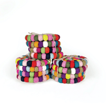 Load image into Gallery viewer, Multicolored Felt Ball Coasters | Set of 4