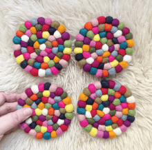 Load image into Gallery viewer, Multicolored Felt Ball Coasters | Set of 4