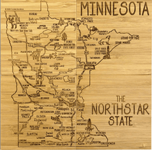 Load image into Gallery viewer, Totally Bamboo Minnesota State Puzzle 4 Piece Bamboo Coaster Set with Case