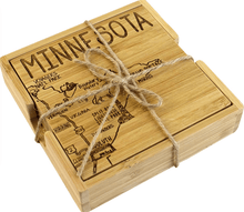 Load image into Gallery viewer, Totally Bamboo Minnesota State Puzzle 4 Piece Bamboo Coaster Set with Case