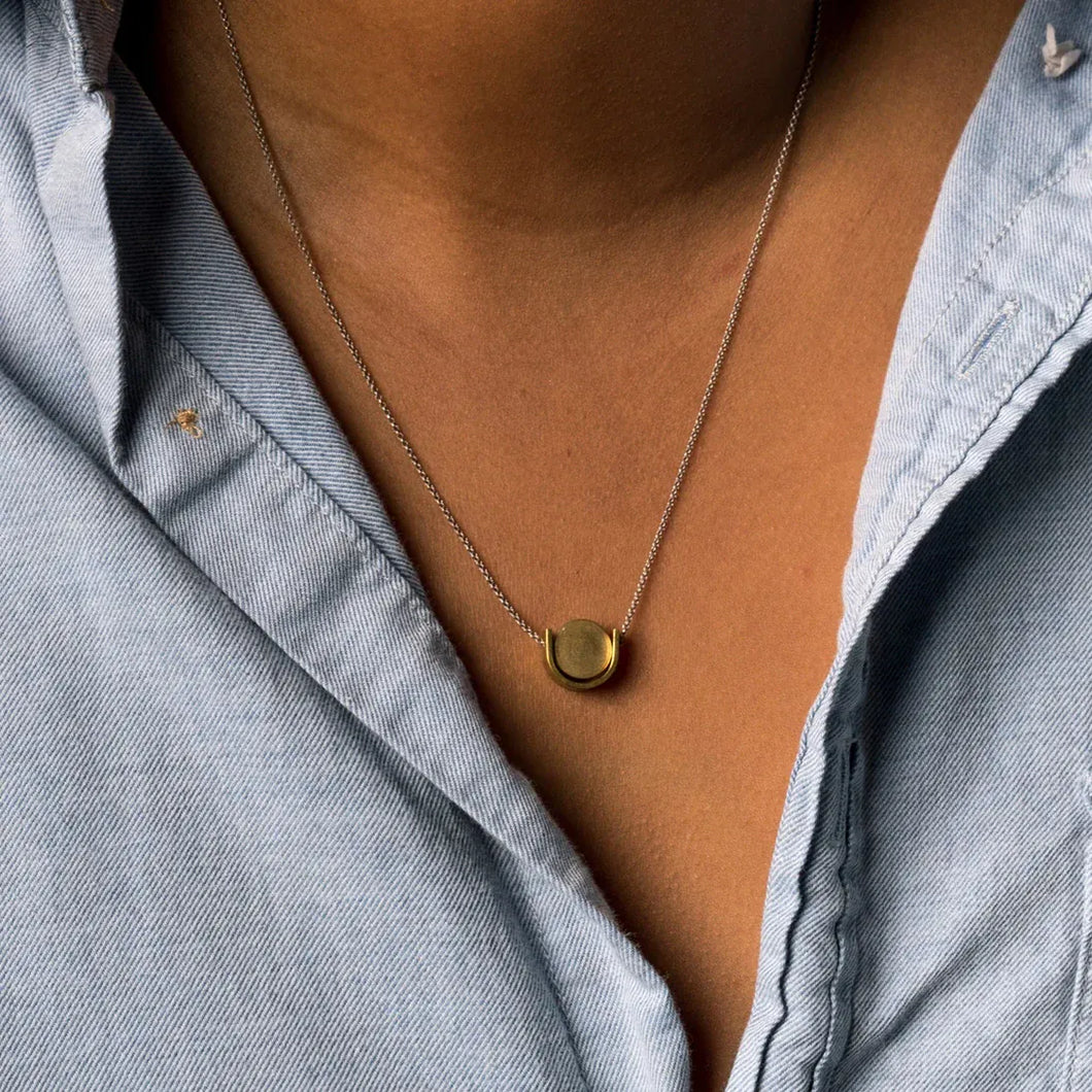 Brass and Antiqued Silver Le Pendant Necklace