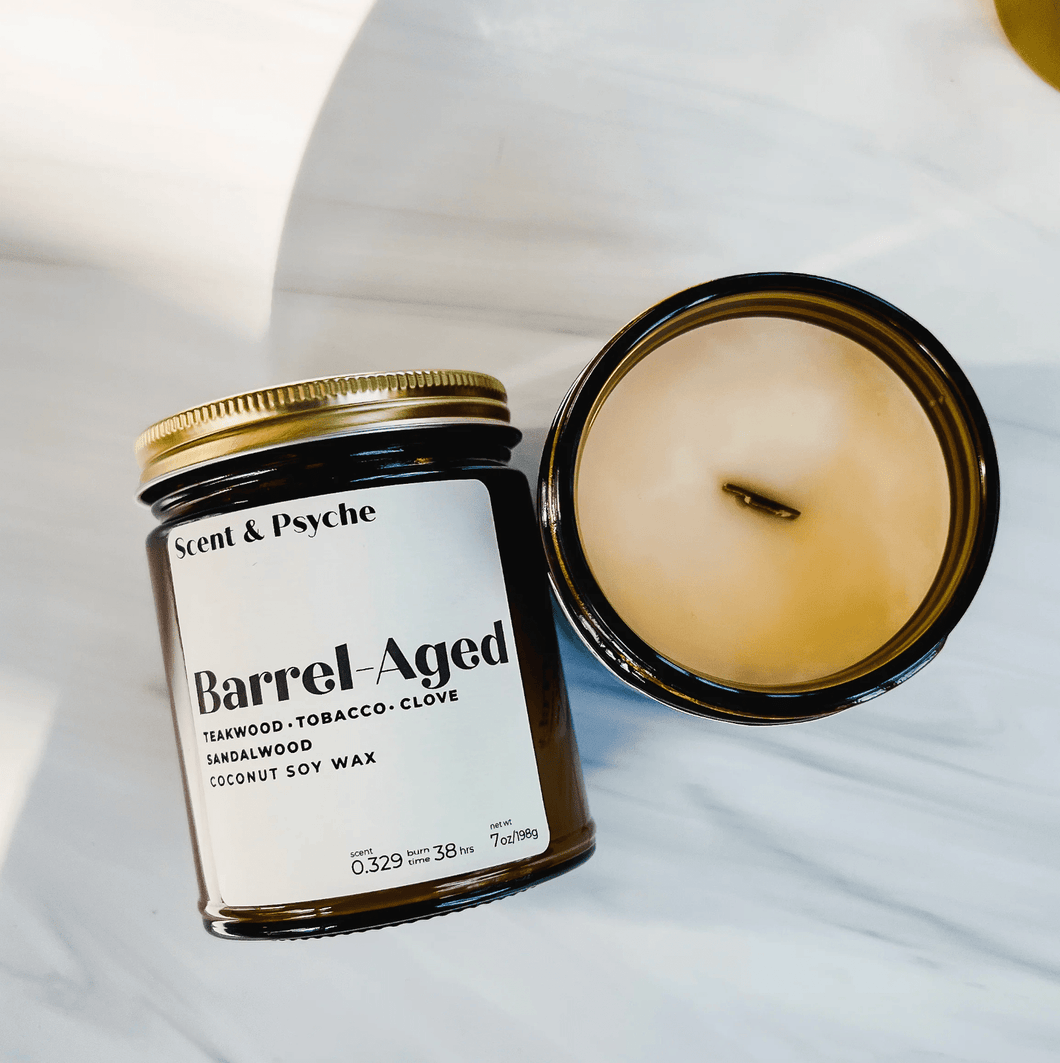 Barrel-Aged Scented Candle - 7oz Amber Jar