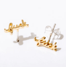 Load image into Gallery viewer, F*ck Stud Earrings in 14k Gold Plate
