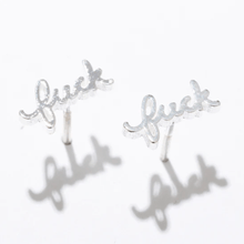 Load image into Gallery viewer, F*ck Stud Earrings in Sterling Silver Plate
