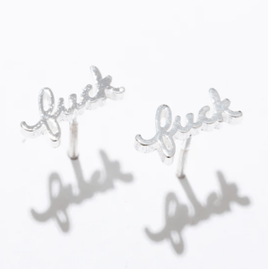 F*ck Stud Earrings in Sterling Silver Plate