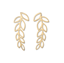 Load image into Gallery viewer, Octavia Open Leaf Vine Drop Earrings Brass
