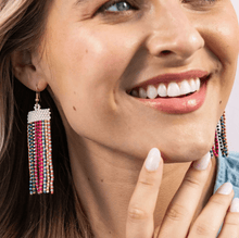 Load image into Gallery viewer, Adaline Alternating Two-Tone Strands Beaded Fringe Earring Multicolor
