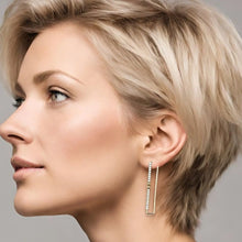 Load image into Gallery viewer, Modern Mixed Metal Rectangle Hoop Earrings - Handmade
