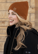 Load image into Gallery viewer, Tobacco Slouchy Partial Fleece Lined Knit Beanie
