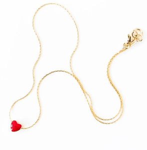 Tiny Red Heart Gold Filled Necklace
