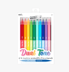 Dual Tone Double Ended Brush Markers - Set of 12/24 Colors
