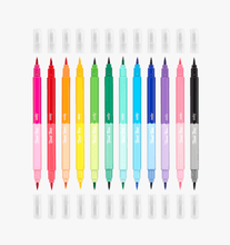 Load image into Gallery viewer, Dual Tone Double Ended Brush Markers - Set of 12/24 Colors
