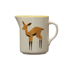 Load image into Gallery viewer, 12 oz. Stoneware Creamer w/ Deer &amp; Yellow Rim, Multi Color
