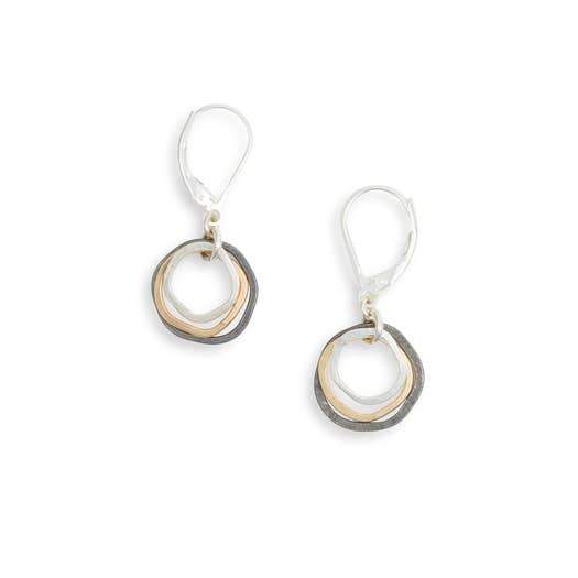 Mixed Metals Earrings hammered dainty circles
